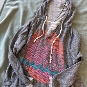 American Eagle Outfitters Gray Hoodie with Pink Accents